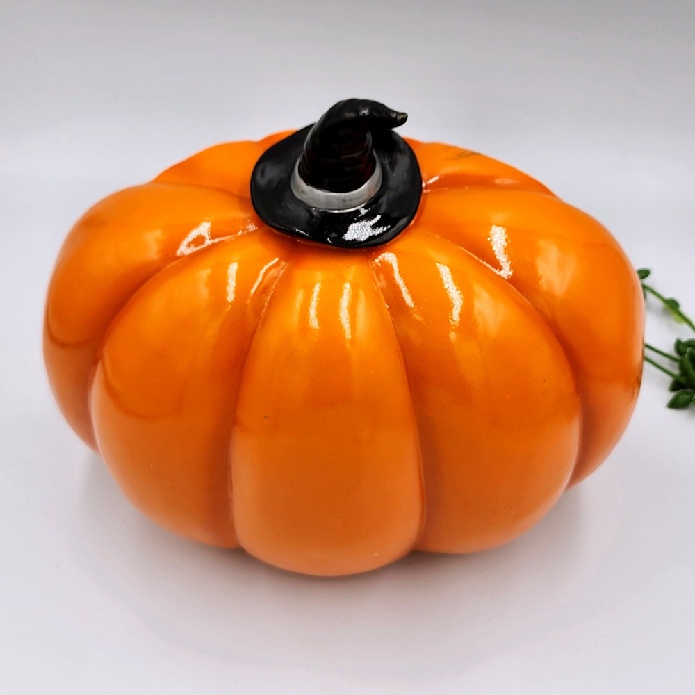 Halloween Ghost Pumpkin Bar Figurine Orange Spooky Whimsical 9" Haunted Bar Boo - Picture 8 of 10